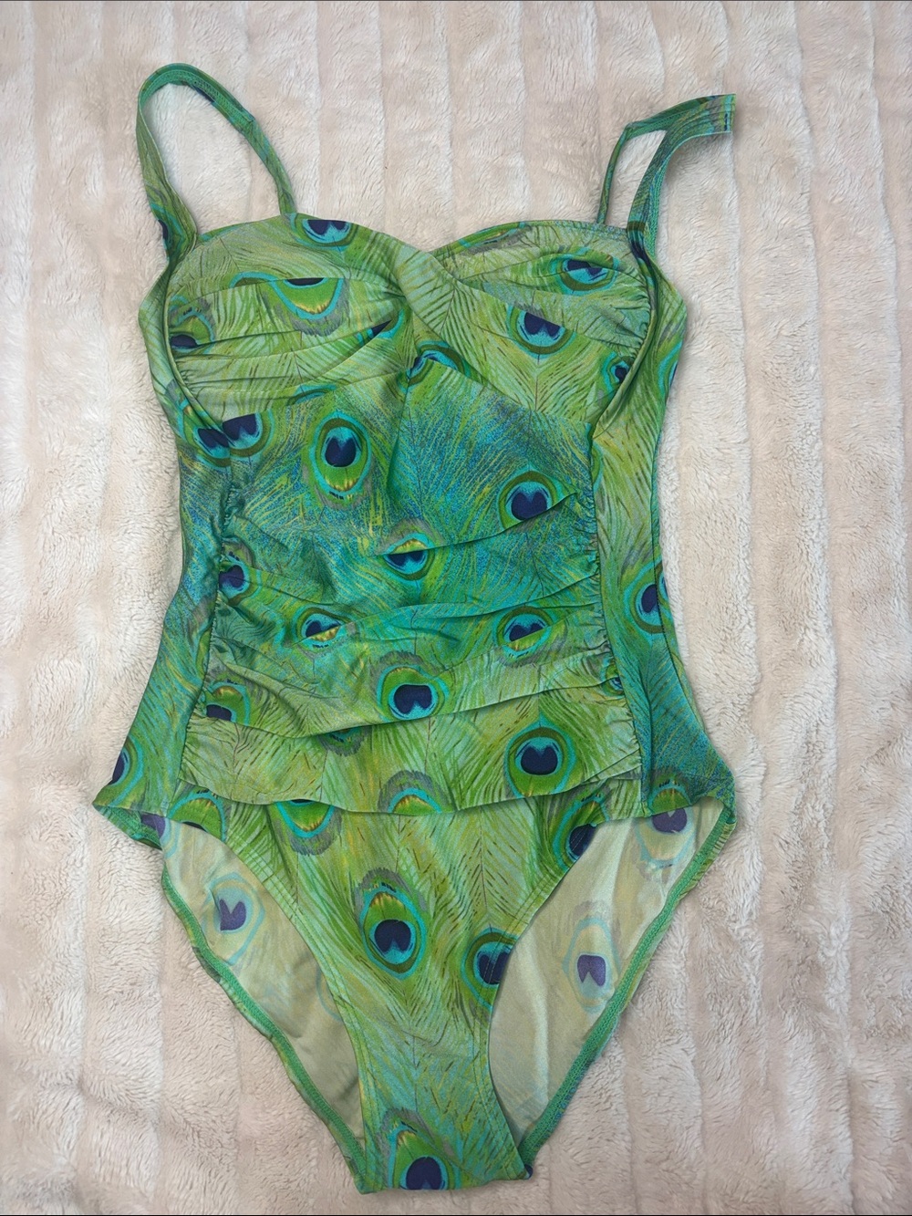 Green Peacock Print One-Piece Swimsuit
